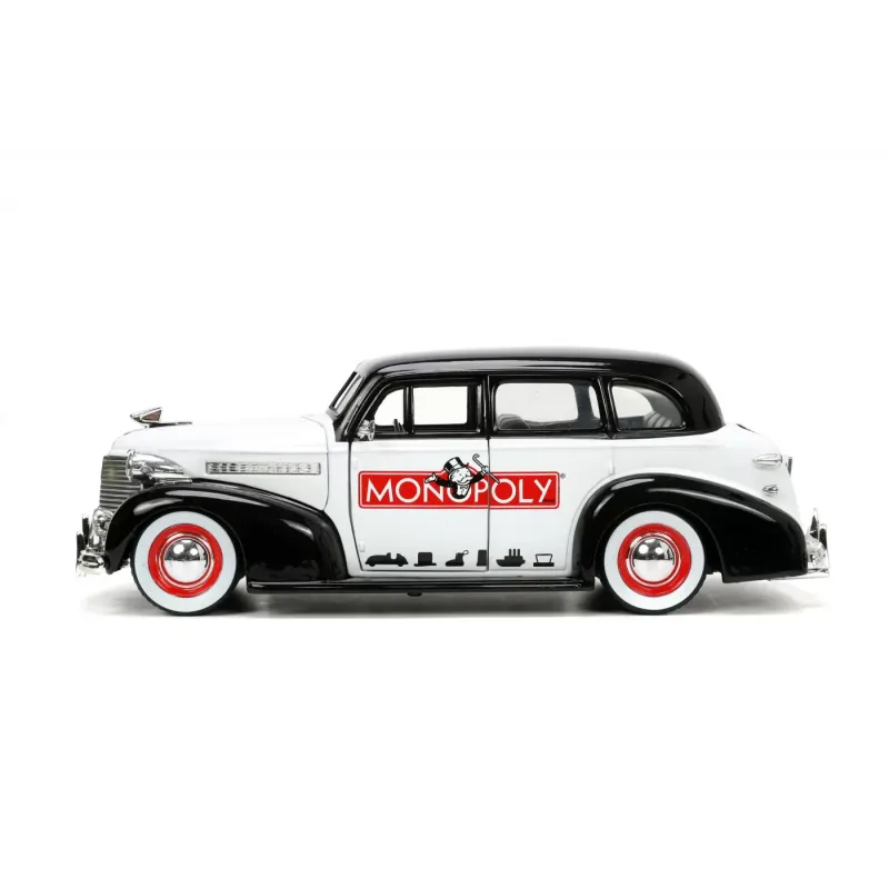 Set figurină + machetă auto Jada - Mister Monopoly + Chevrolet Master Deluxe 1939 [1:24]