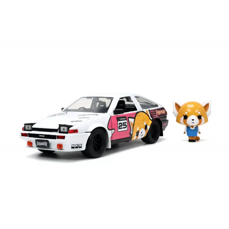 Set figurină + machetă auto Jada - DISNEY Aggretsuko + TOYOTA Trueno [1:24]