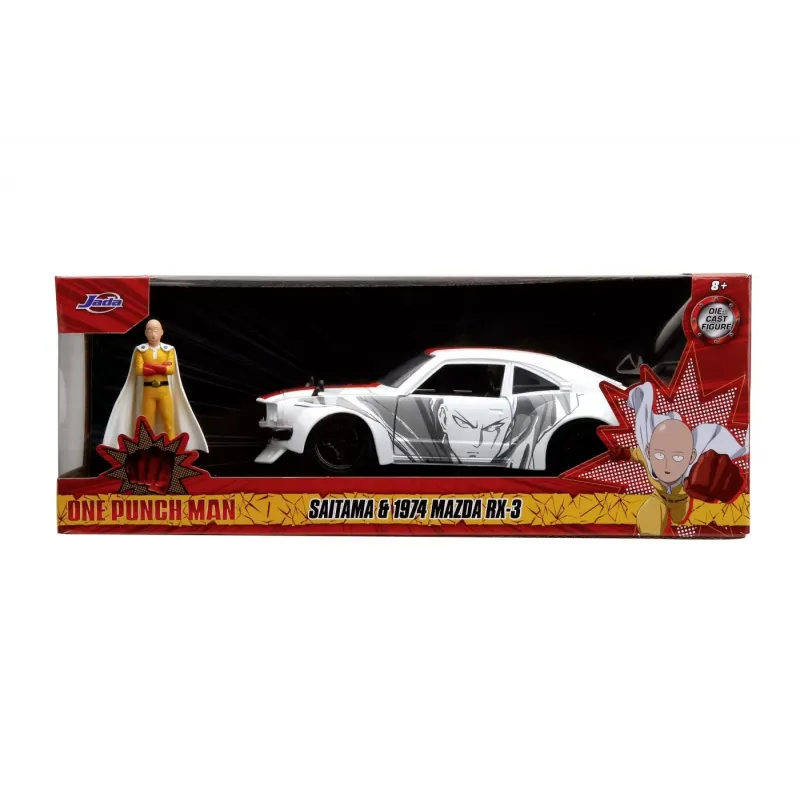 Set figurină + machetă auto Jada - ONE PUNCH MAN Saitama + MAZDA RX3