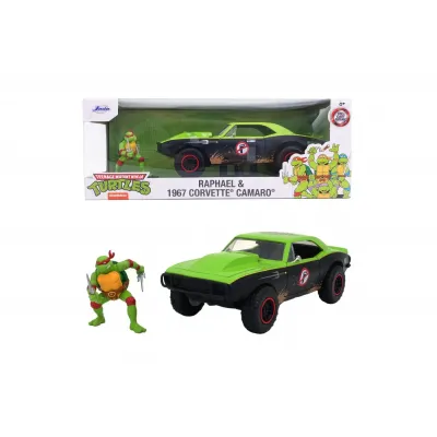 Set figurină + machetă auto Jada - TESTOASELE NINJA Raphael + Chevrolet Camaro 1967 [1:24]