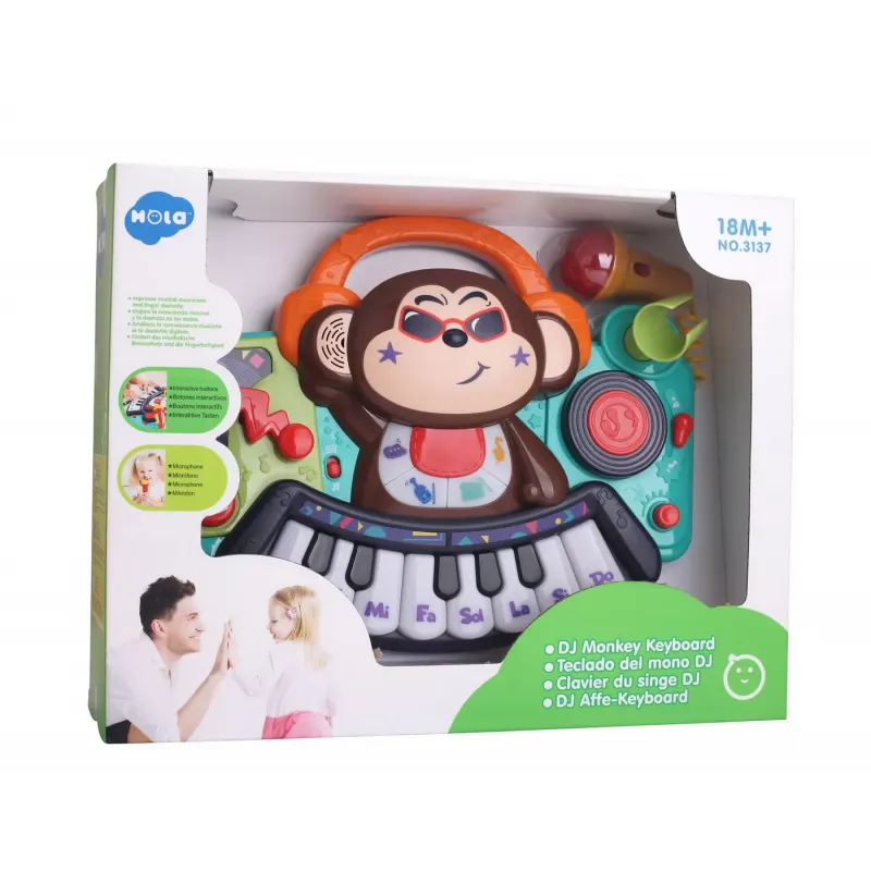 PIANINA BEBE MAIMUTICA DJ CU LUMINI SUNETE ȘI MICROFON