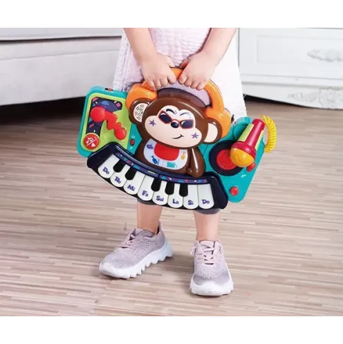 PIANINA BEBE MAIMUTICA DJ CU LUMINI SUNETE ȘI MICROFON
