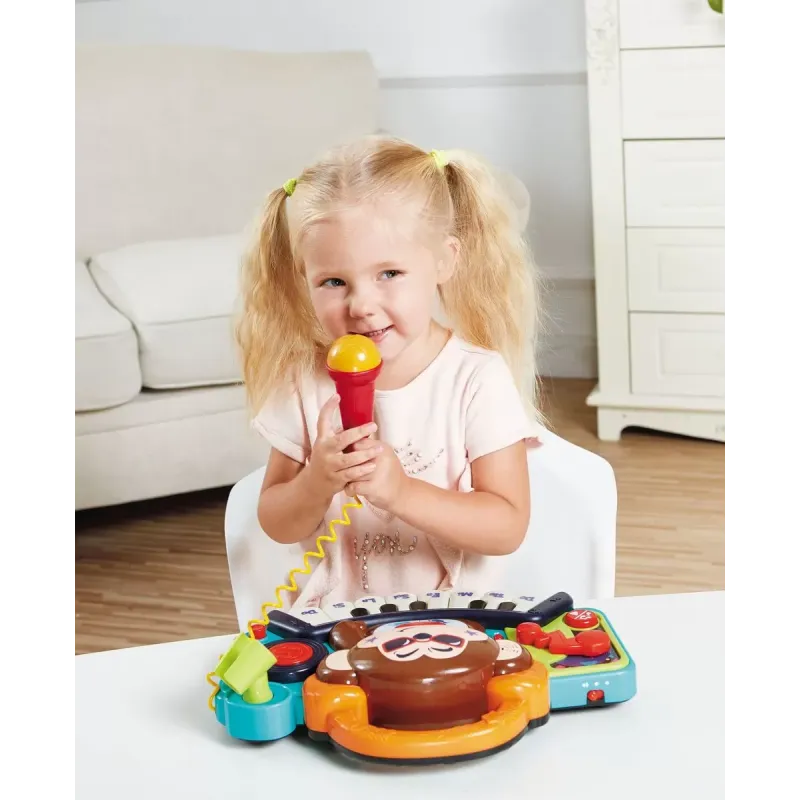 PIANINA BEBE MAIMUTICA DJ CU LUMINI SUNETE ȘI MICROFON