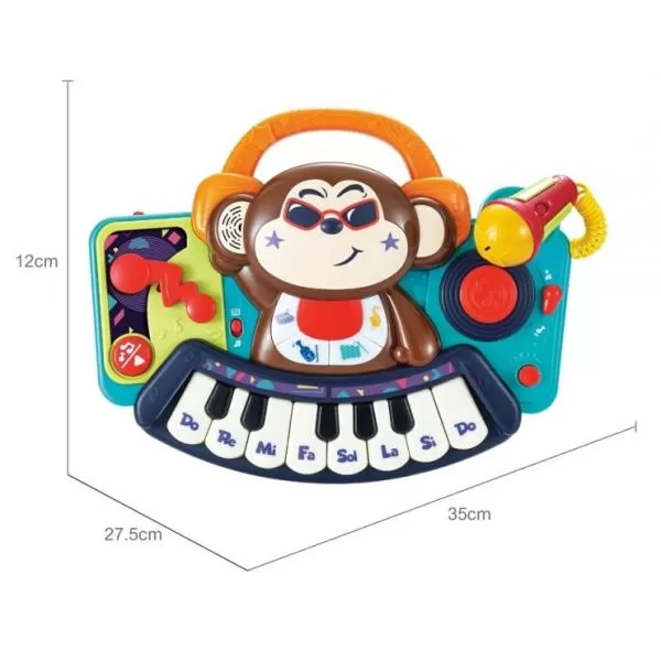 PIANINA BEBE MAIMUTICA DJ CU LUMINI SUNETE ȘI MICROFON