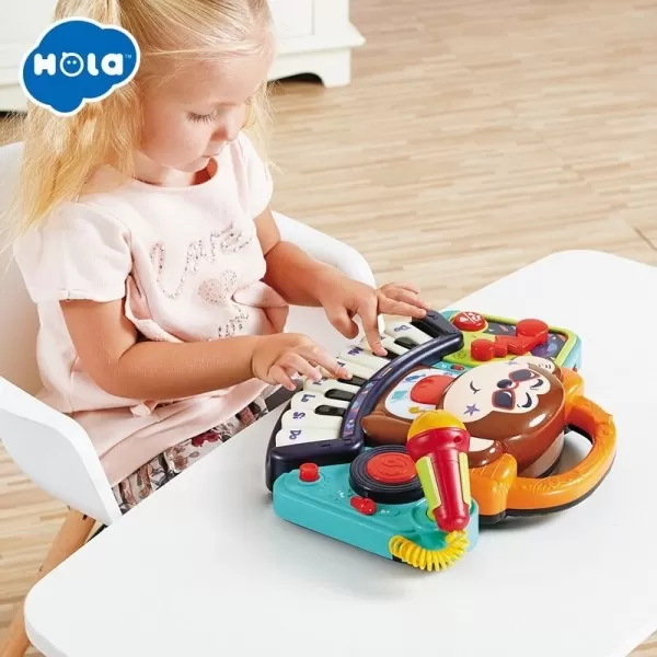 PIANINA BEBE MAIMUTICA DJ CU LUMINI SUNETE ȘI MICROFON