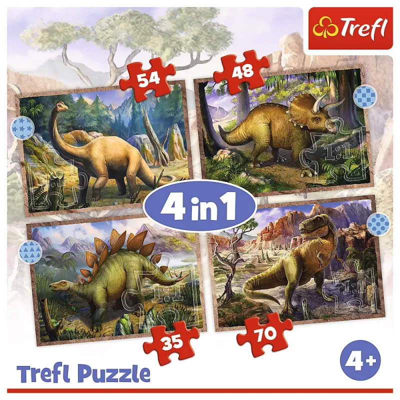PUZZLE TREFL 4IN1 DINOZAURII INTERESANTI