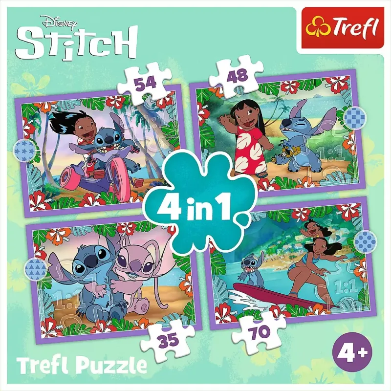 PUZZLE TREFL 4IN1 STITCH ZIUA FERMECATA