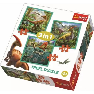 PUZZLE TREFL 3IN1 LUMEA EXTRAORDINARA A DINOZAURILOR