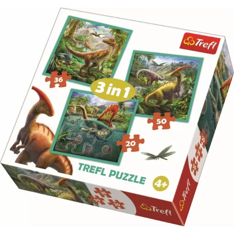 PUZZLE TREFL 3IN1 LUMEA EXTRAORDINARA A DINOZAURILOR
