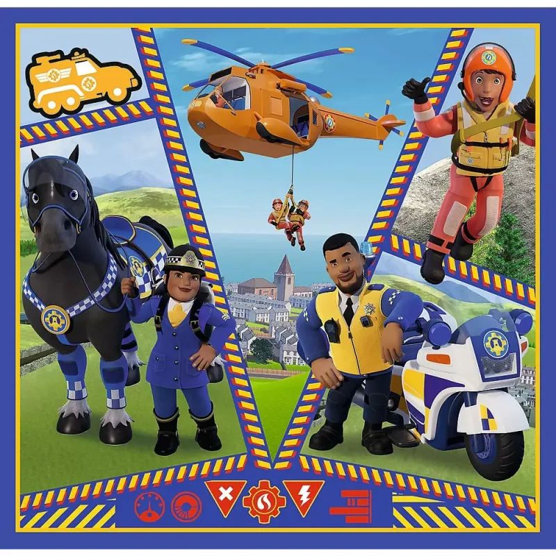 PUZZLE TREFL 3IN1 POMPIERUL SAM O ZI DIN VIATA POMPIERILOR