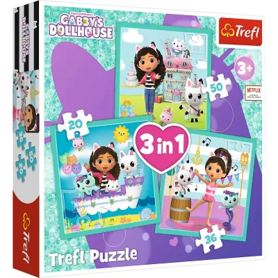 PUZZLE TREFL 3IN1 GABBYS DOLLHOUSE ACTIVITĂȚILE LUI GABBY