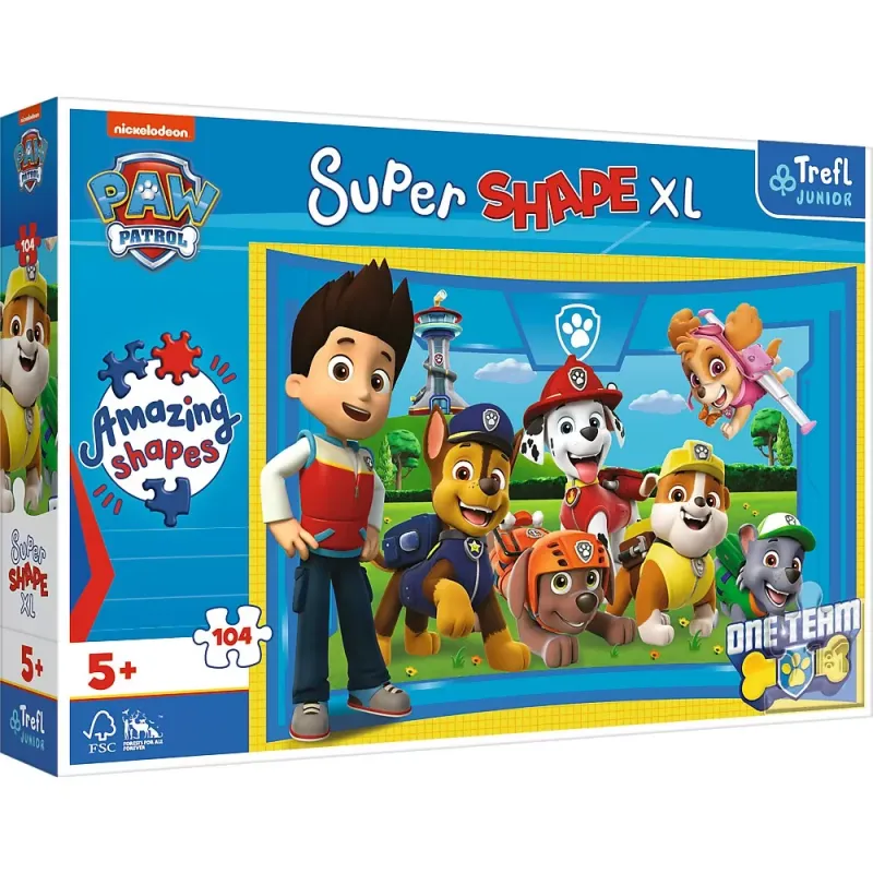 PUZZLE TREFL PRIMO SUPER SHAPE XXL 104 PATRULA CĂȚELUSILOR