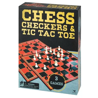 SET 3 JOCURI IN CUTIE SAH DAME ȘI TIC TAC TOE