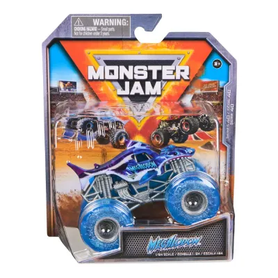 MONSTER JAM MAȘINUȚĂ METALICĂ MEGALODON MOV SCARA 1 LA 64