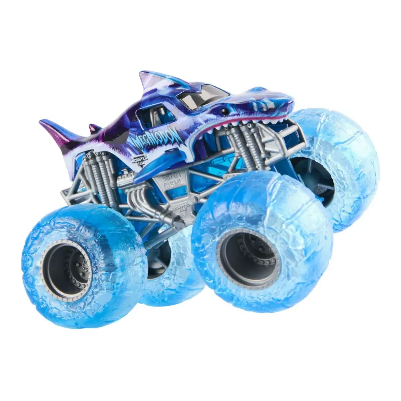 MONSTER JAM MAȘINUȚĂ METALICĂ MEGALODON MOV SCARA 1 LA 64