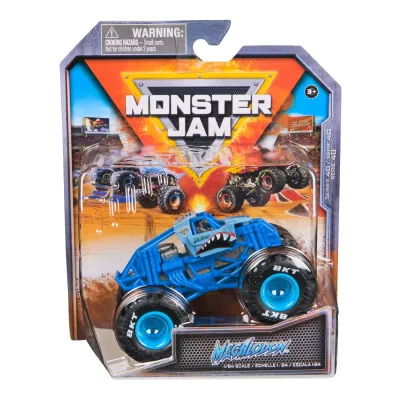MONSTER JAM MAȘINUȚĂ METALICĂ MEGALODON ALBASTRU SCARA 1 LA 64