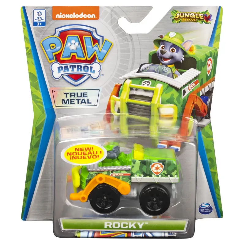 PATRULA CĂȚELUSILOR MAȘINUȚĂ METALICĂ ROCKY JUNGLE RESCUE