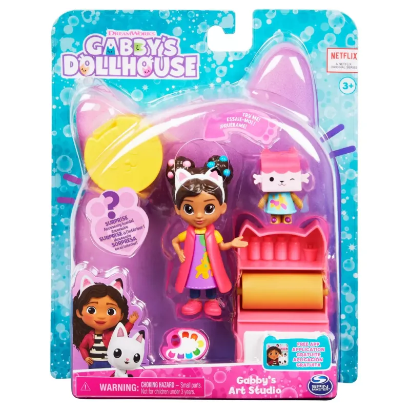 GABBYS DOLLHOUSE SET PAPUSA 9.7CM CU PISICUTA STUDIOUL DE ARTA A LUI GABBY