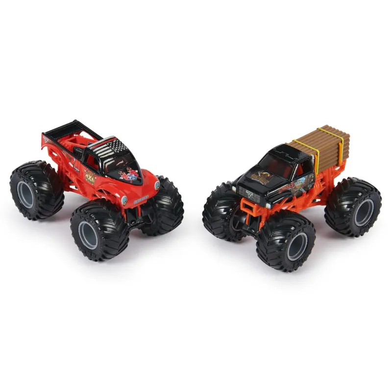 MONSTER JAM SET 2 MASINUTE METALICE LUMBERJACK ȘI AXE SCARA 1:64