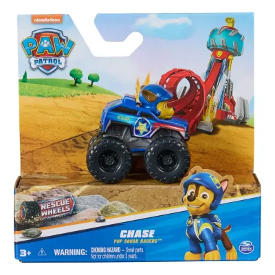 PATRULA CĂȚELUSILOR PUP SQUAD RACERS RESCUE WHEELS VEHICUL METALIC CHASE SCARA 1:55