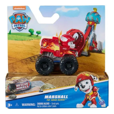 PATRULA CĂȚELUSILOR PUP SQUAD RACERS RESCUE WHEELS VEHICUL METALIC MARSHALL SCARA 1:55
