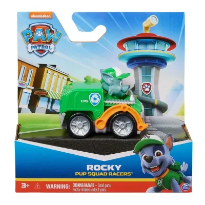 PATRULA CĂȚELUSILOR PUP SQUAD RACERS VEHICUL CU FIGURINĂ ROCKY