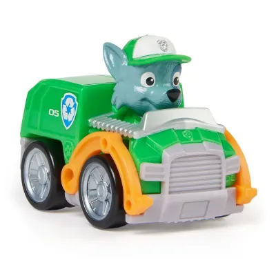 PATRULA CĂȚELUSILOR PUP SQUAD RACERS VEHICUL CU FIGURINĂ ROCKY