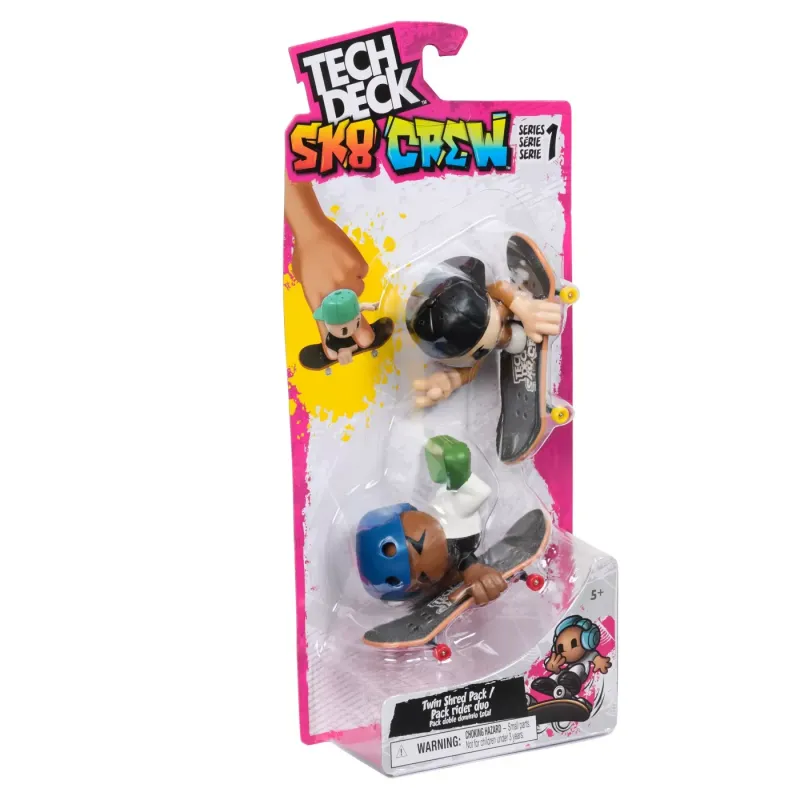 TECH DECH SK8 CREW PACHET 2 SETURI PLACA ȘI FIGURINĂ 9.6CM SAPCA NEAGRA ȘI CASCA ALBASTRA