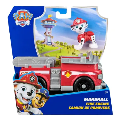 PATRULA CĂȚELUSILOR SET VEHICUL DE BAZA MAȘINĂ DE POMPIERI ȘI FIGURINĂ MARSHALL