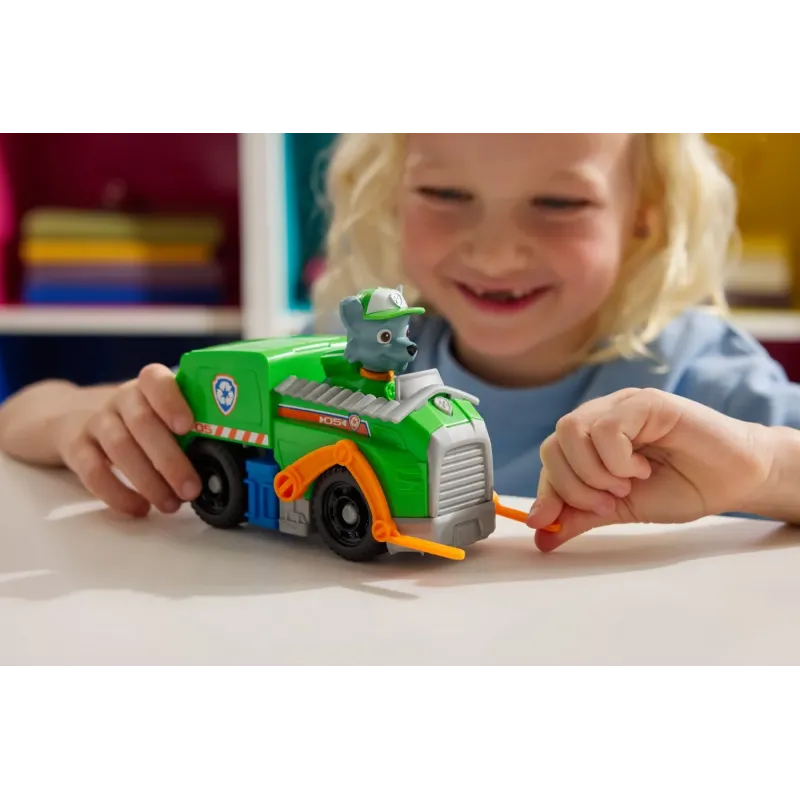 PATRULA CĂȚELUSILOR SET VEHICUL DE BAZA CAMIONUL DE RECICLARE  ȘI FIGURINĂ ROCKY