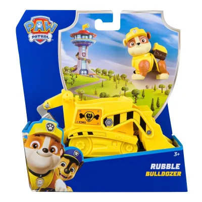 PATRULA CĂȚELUSILOR SET VEHICUL DE BAZA BULDOZER ȘI FIGURINĂ RUBBLE