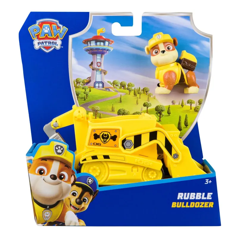 PATRULA CĂȚELUSILOR SET VEHICUL DE BAZA BULDOZER ȘI FIGURINĂ RUBBLE
