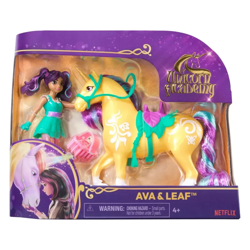 UNICORN ACADEMY SET UNICORN LEAF ȘI PAPUSA AVA