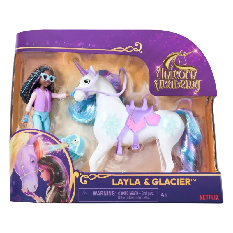 UNICORN ACADEMY SET UNICORN GLACIER ȘI PAPUSA LAYLA