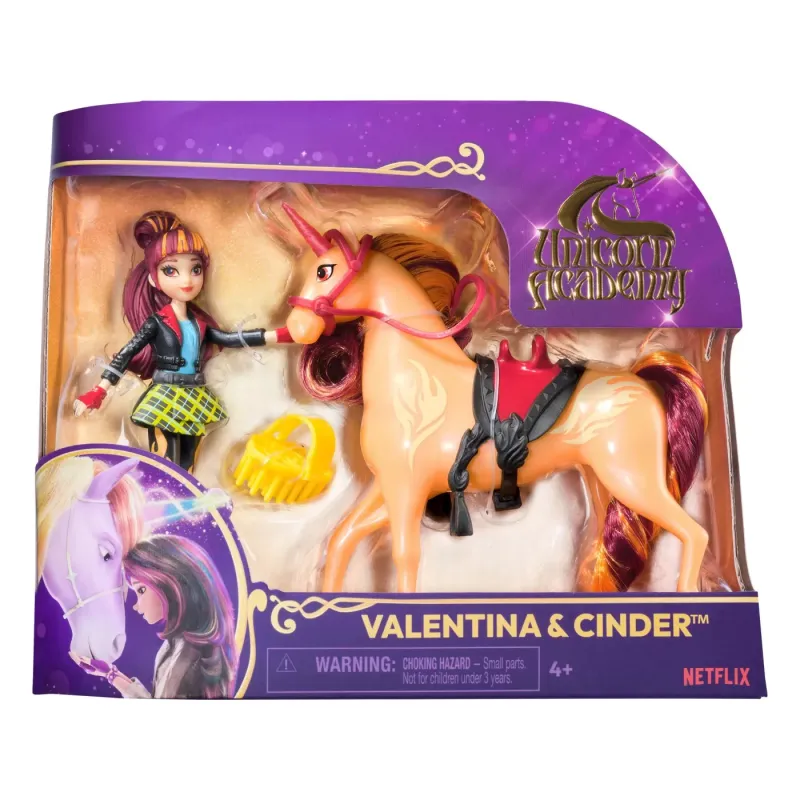 UNICORN ACADEMY SET UNICORN CINDER ȘI PAPUSA VALENTINA