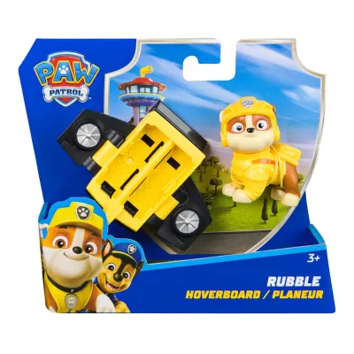 PATRULA CĂȚELUSILOR ACTION PUPS SET VEHICUL DE SALVARE HOVERBOARD ȘI FIGURINĂ RUBBLE 5 CM