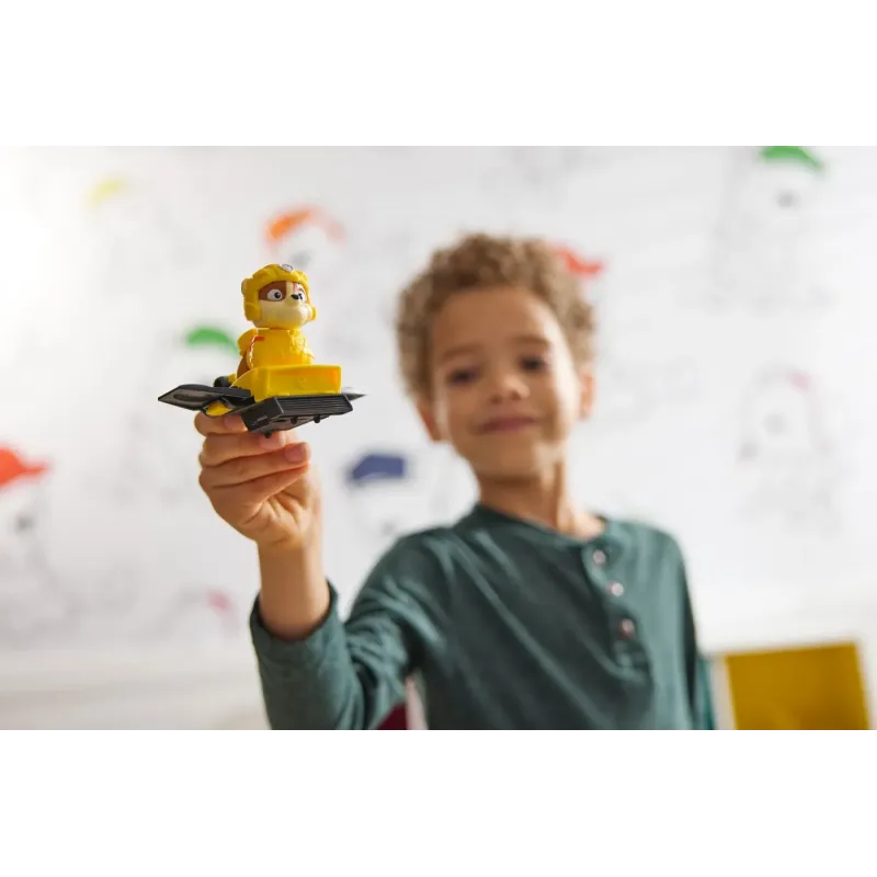 PATRULA CĂȚELUSILOR ACTION PUPS SET VEHICUL DE SALVARE HOVERBOARD ȘI FIGURINĂ RUBBLE 5 CM