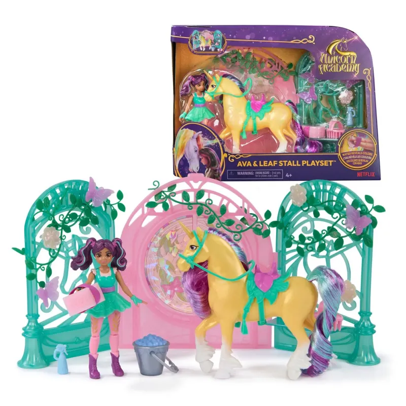 UNICORN ACADEMY SET PAPUSA AVA ȘI UNICORNUL LEAF CU ACCESORII