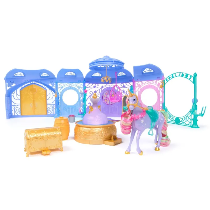 UNICORN ACADEMY SET DE JOACĂ FANTANA ȘI GRAJD STARGLOW ȘI UNICORNUL WILDSTAR