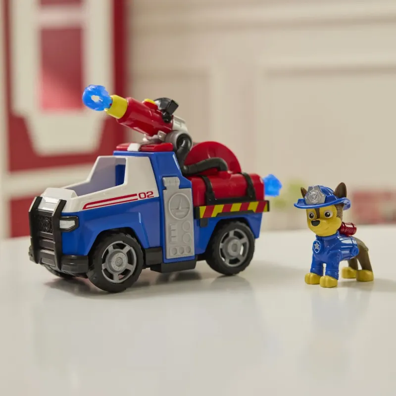 PATRULA CĂȚELUSILOR VEHICUL DE SALVARE MAȘINĂ DE POMPIERI ȘI FIGURINĂ CHASE