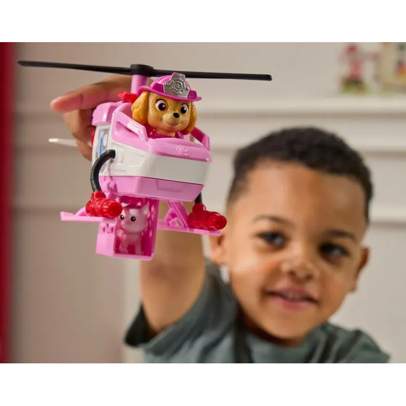 PATRULA CĂȚELUSILOR VEHICUL DE SALVARE MAȘINĂ DE POMPIERI ȘI FIGURINĂ SKYE