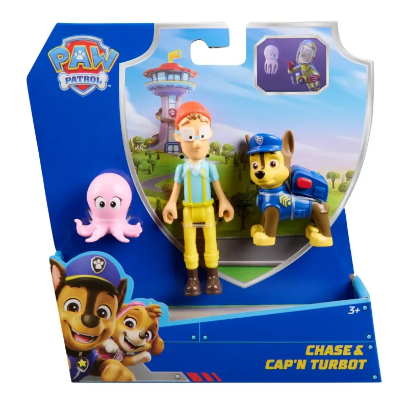 PATRULA CĂȚELUSILOR SET 3 FIGURINE CHASE ȘI CAPITANUL TURBOT