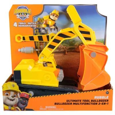 PATRULA CĂȚELUSILOR RUBBLE ȘI ECHIPA VEHICUL BULDOZER MULTIFUNCTIONAL 2 IN 1