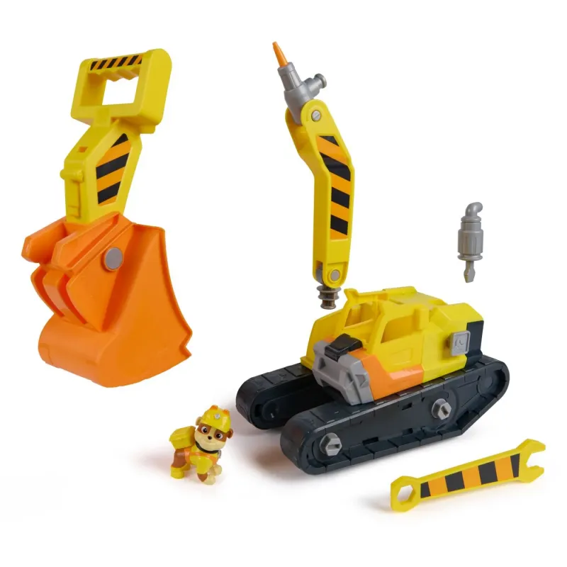 PATRULA CĂȚELUSILOR RUBBLE ȘI ECHIPA VEHICUL BULDOZER MULTIFUNCTIONAL 2 IN 1