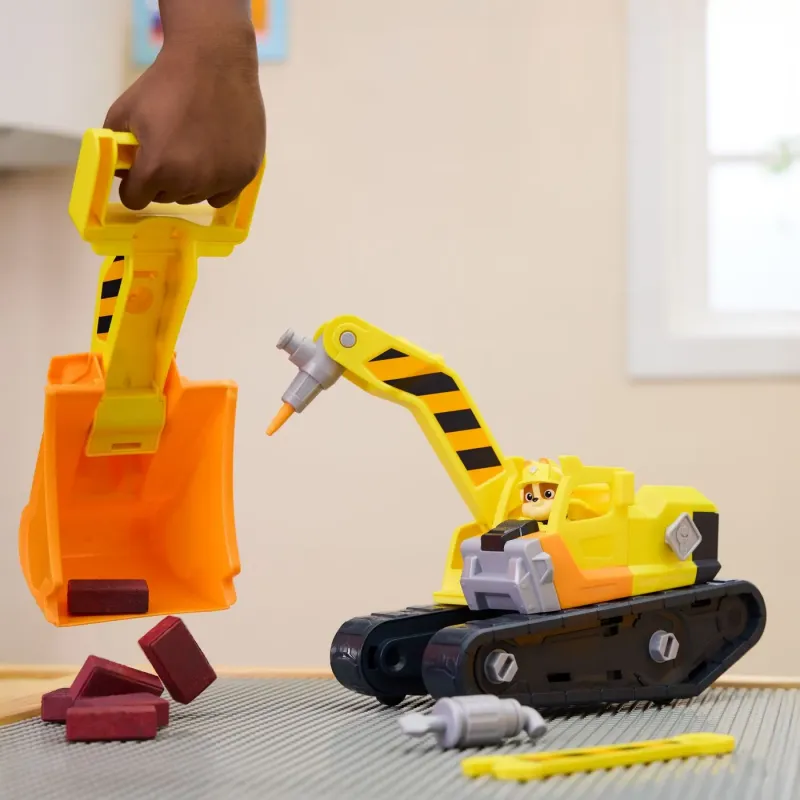 PATRULA CĂȚELUSILOR RUBBLE ȘI ECHIPA VEHICUL BULDOZER MULTIFUNCTIONAL 2 IN 1