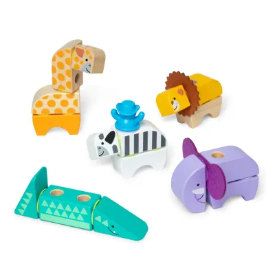 MELISSA AND DOUG SET DE CONSTRUCTIE DIN LEMN ANIMALE DIN SAFARI