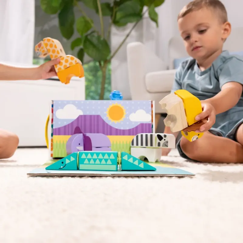 MELISSA AND DOUG SET DE CONSTRUCTIE DIN LEMN ANIMALE DIN SAFARI