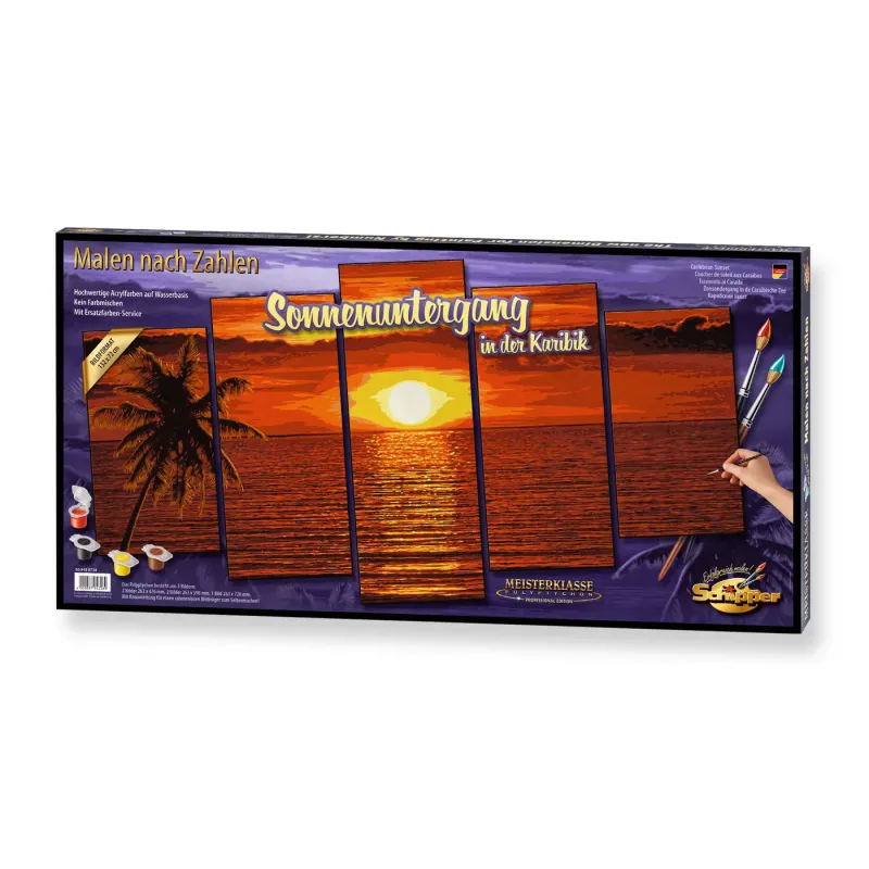KIT PICTURA PE NUMERE SCHIPPER APUS IN CARAIBE, 5 TABLOURI