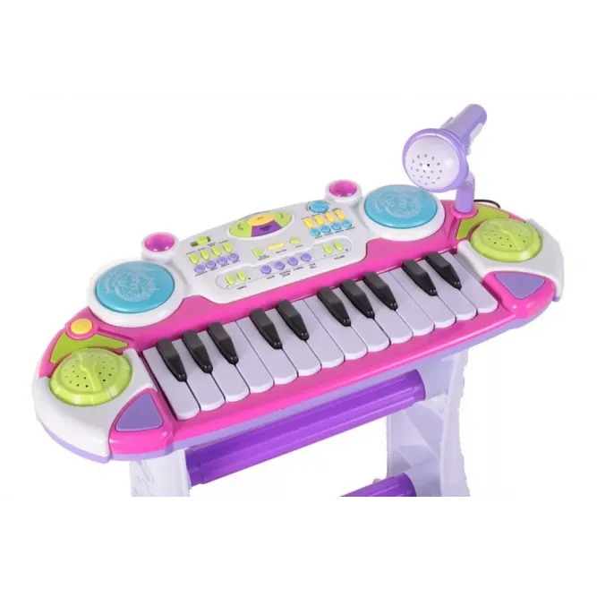 INSTRUMENT MUZICĂL PIANINA ELECTRONICA MALPLAY CU SCAUN ȘI MICROFON 45 CM INALTIME ROZ