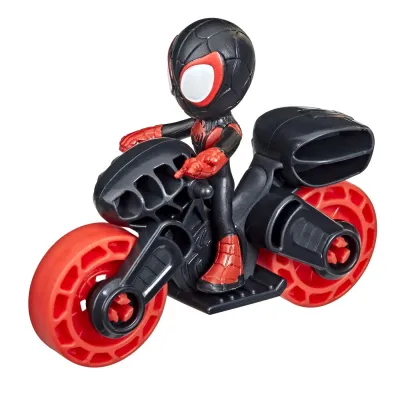 SPIDERMAN SET MOTOCICLETĂ ȘI FIGURINĂ MILES MORALES SPIDER MAN 6CM